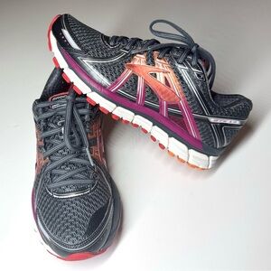 Brooks Women's GTS 17 Gray and Red Athletic Running Shoes Size- 8 M
